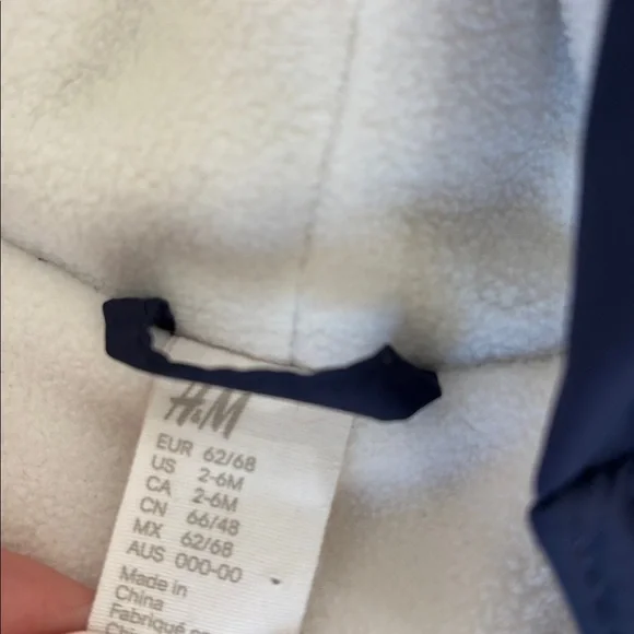 H&M PADDED ALL-IN-ONE SUIT Navy Blue Kids Sleep Sack size 2-6 months - Picture 7 of 8